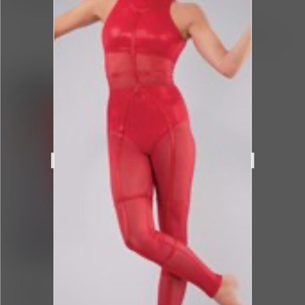 Weissman Red Mesh Dance Unitard